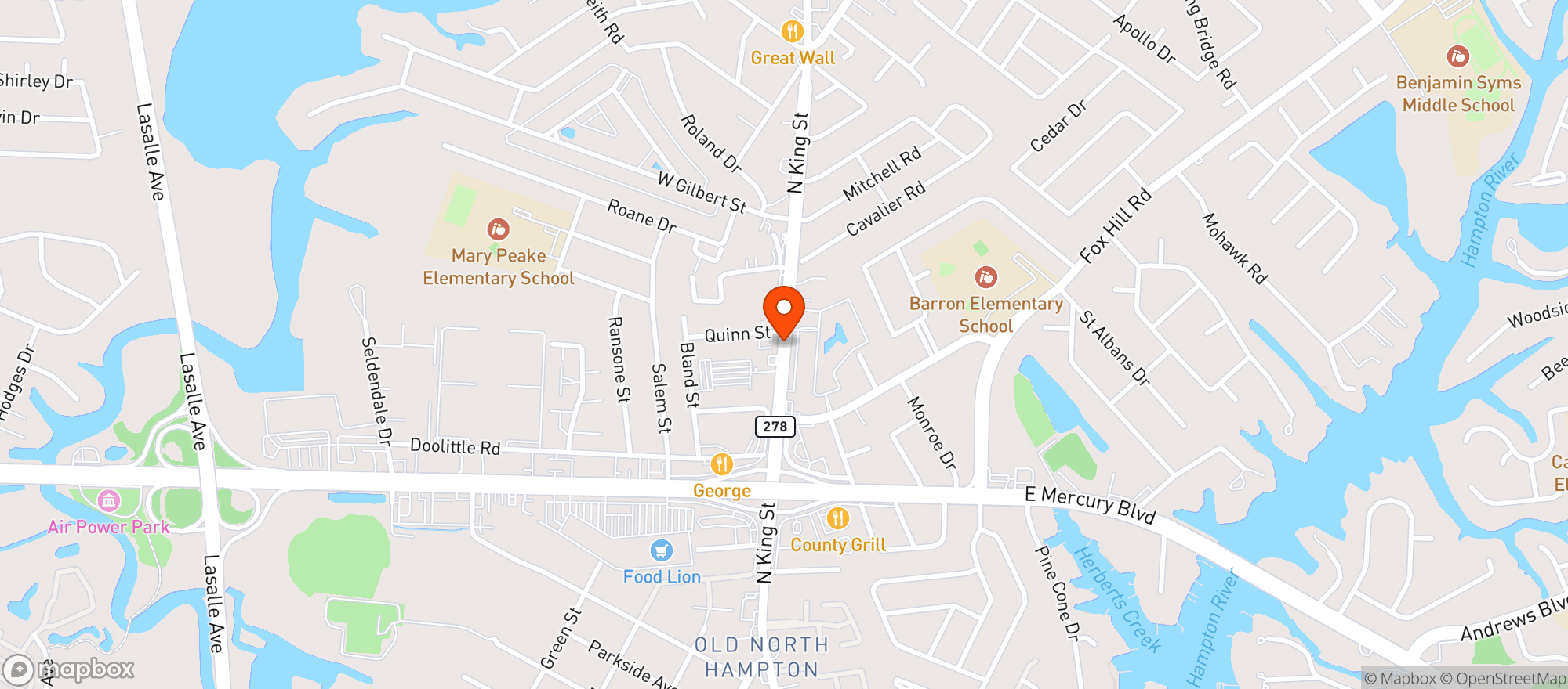 Map showing Ceremony - Hampton