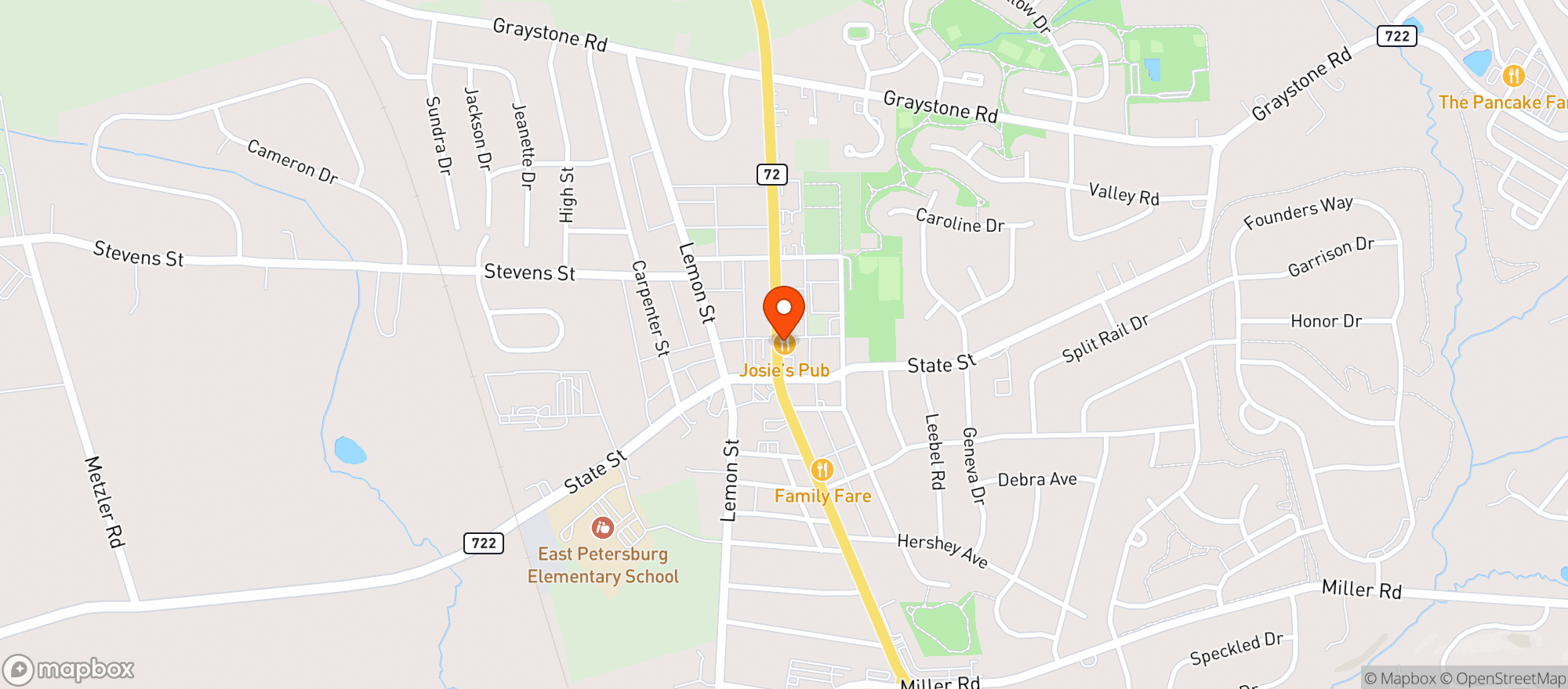 Map showing Josies Pub