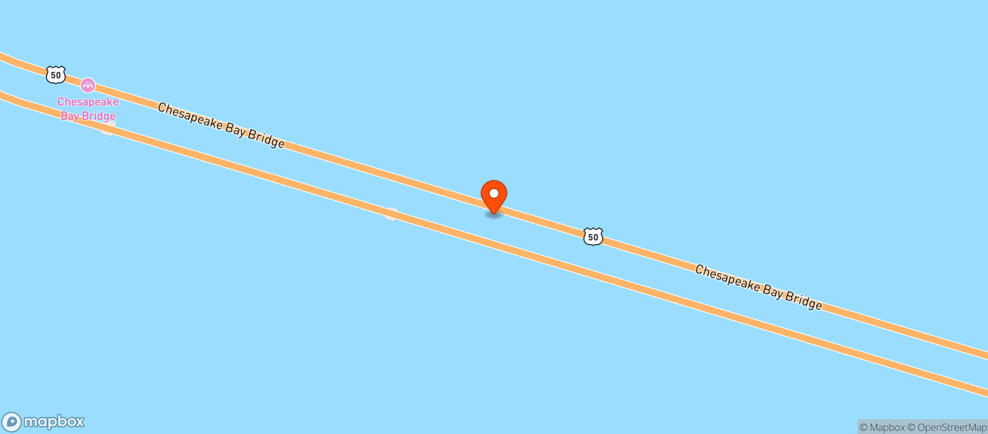 Map showing Chesapeake Bay Bridge