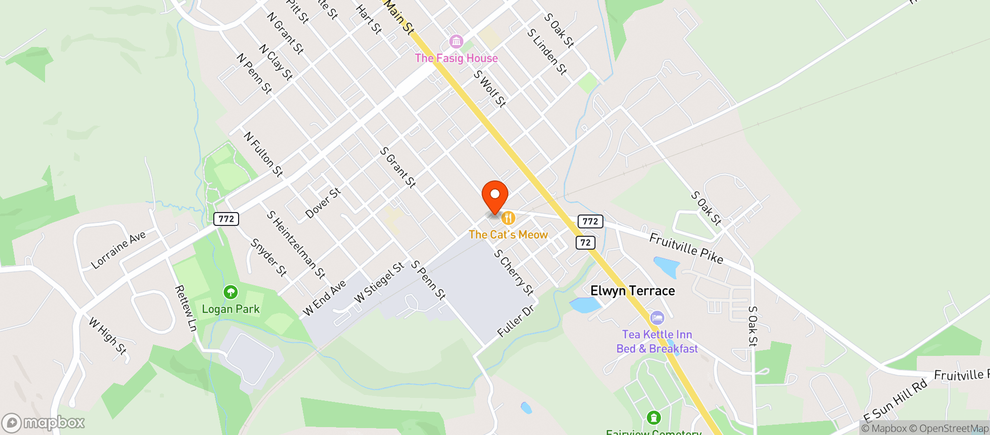 Map showing Zern & Sons John A