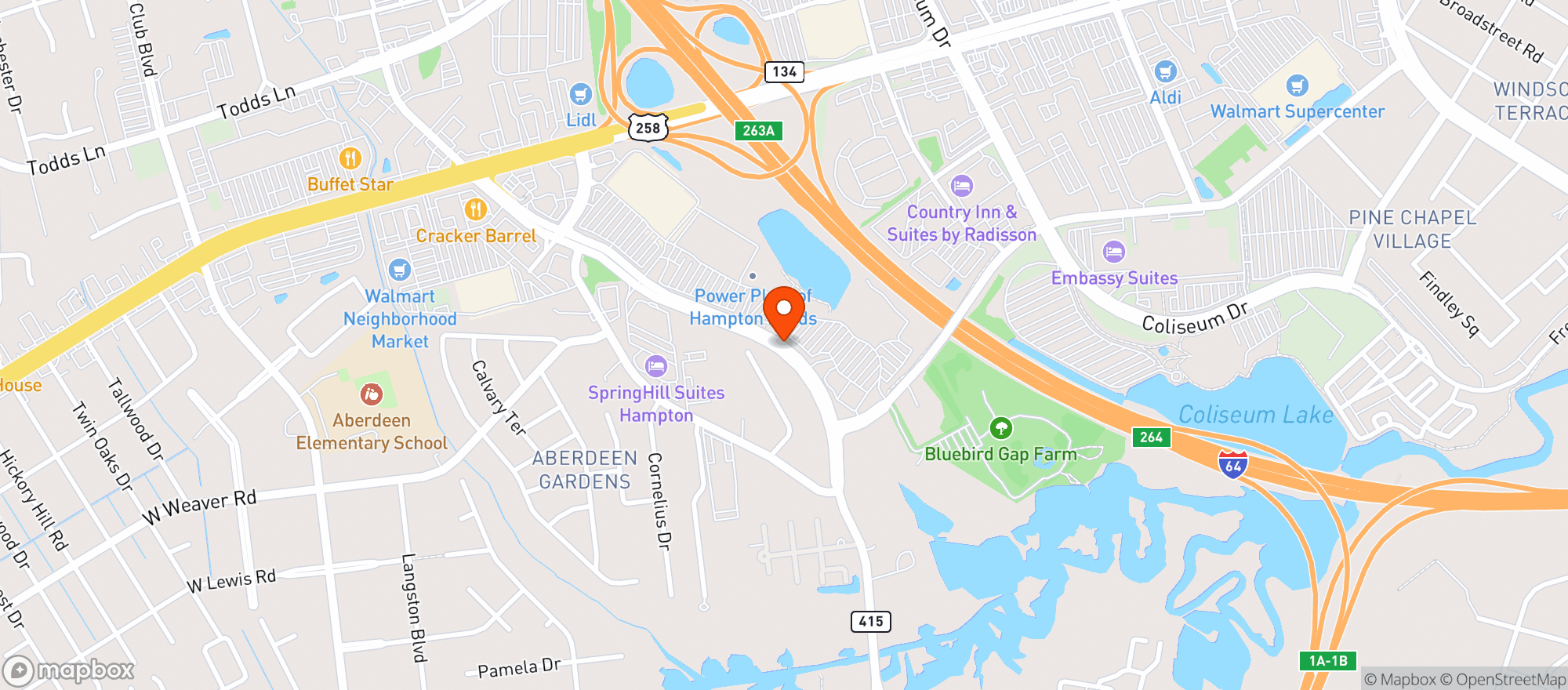 Map showing PBR Hampton Roads