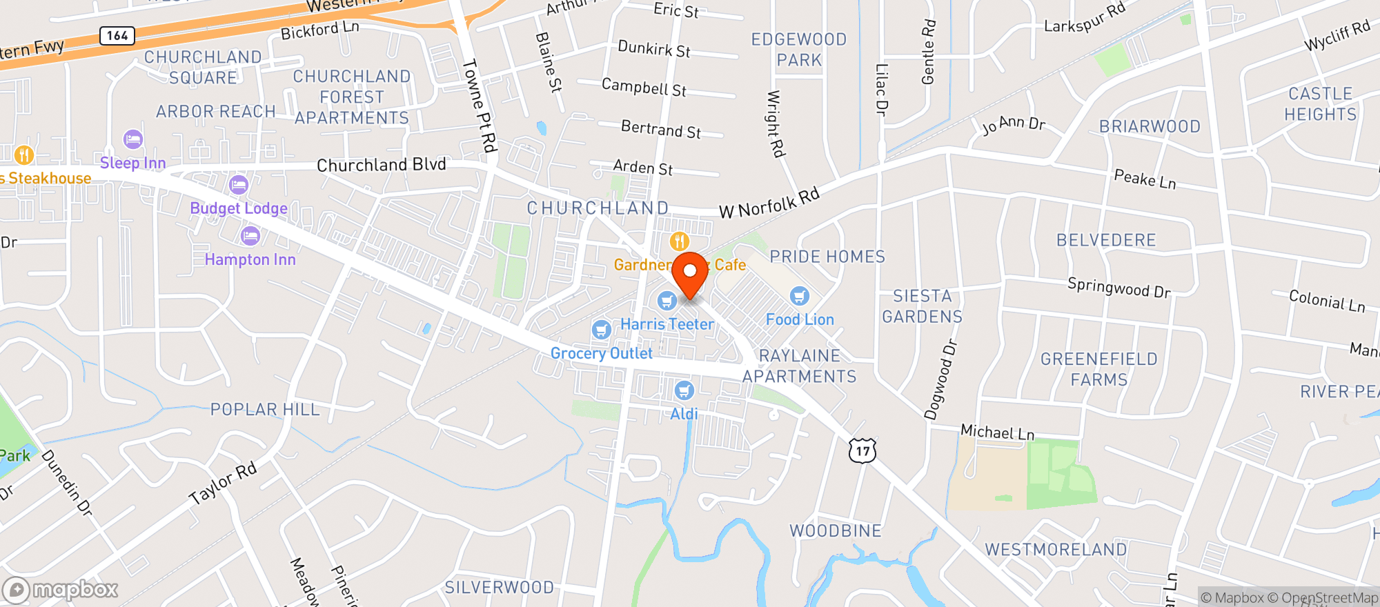 Map showing Harris Teeter #315