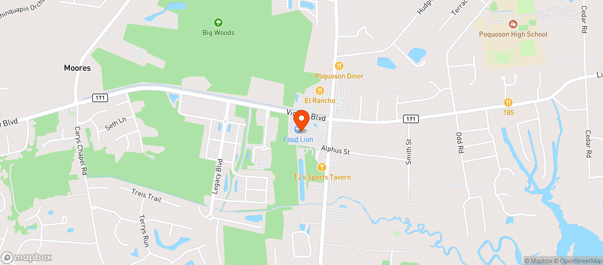 Map showing Food Lion #1671
