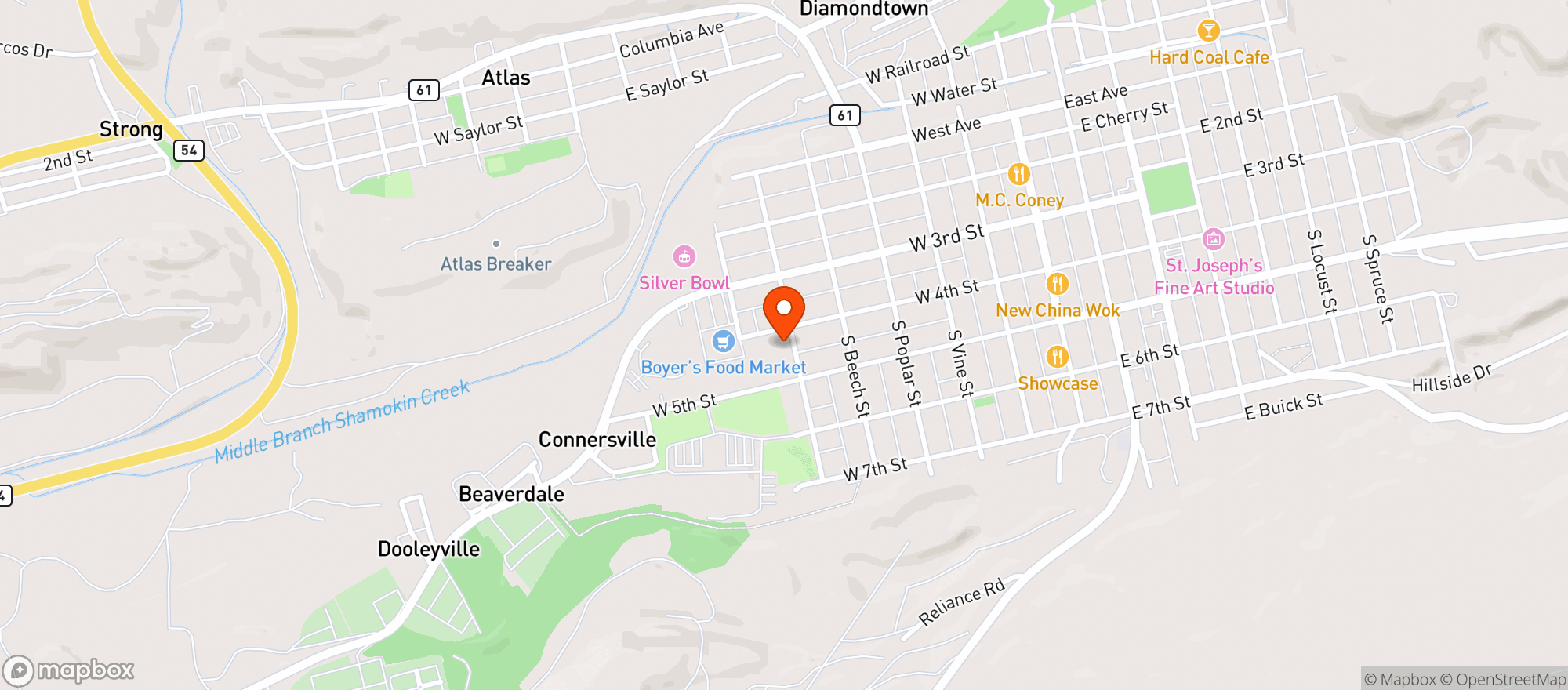 Map showing Bumpers Distributor