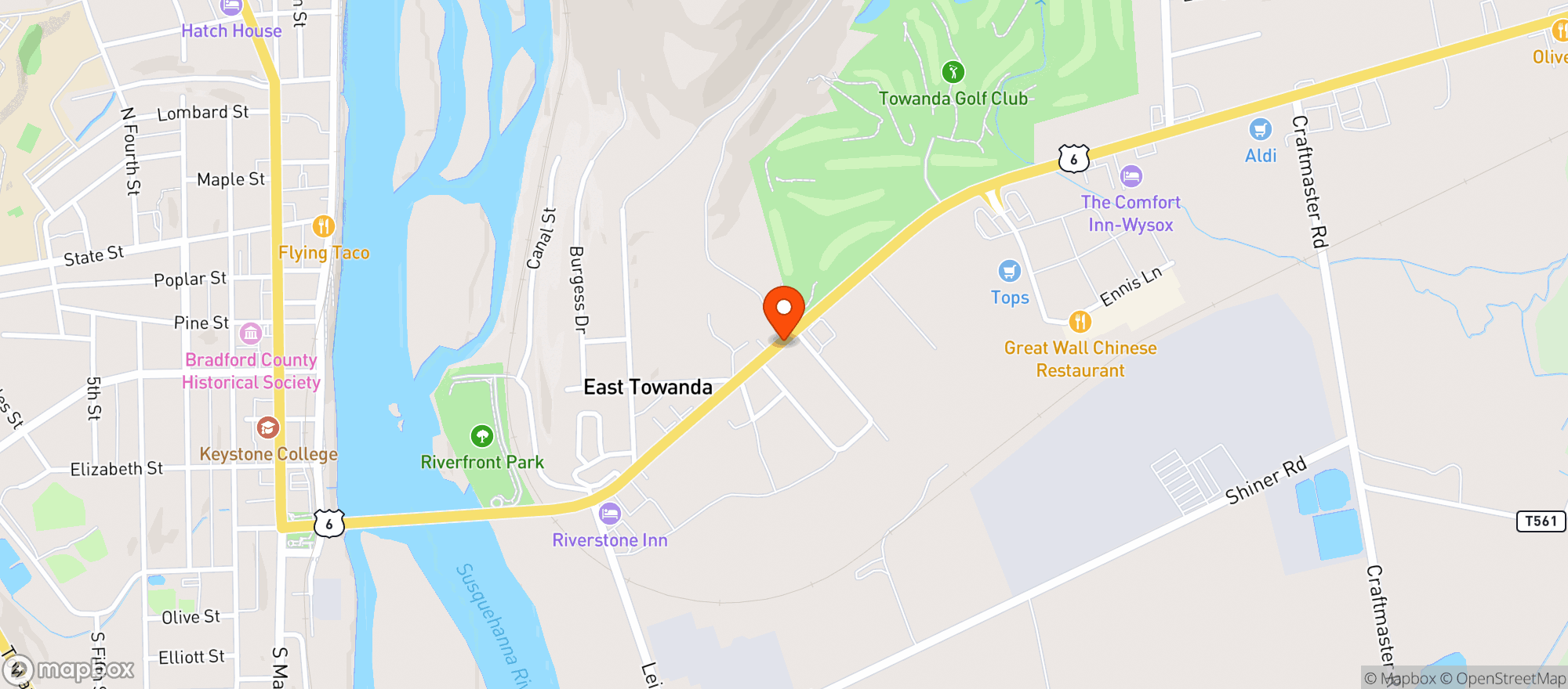Map showing FLYNN BEVERAGE INC