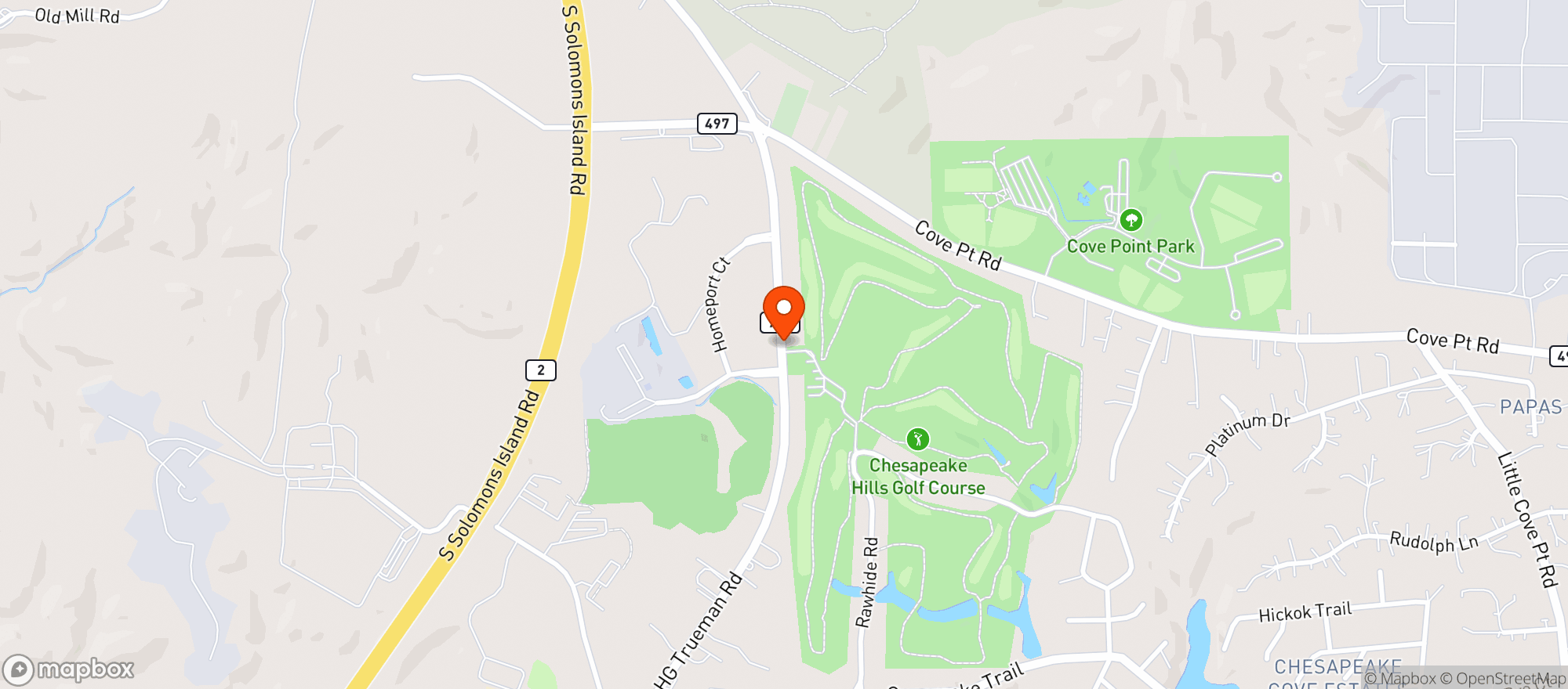 Map showing Chesapeake Hills Country Club