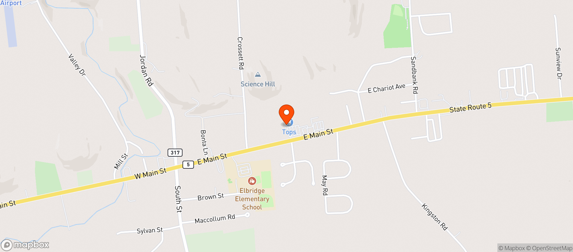 Map showing Elbridge Wine & Spirits