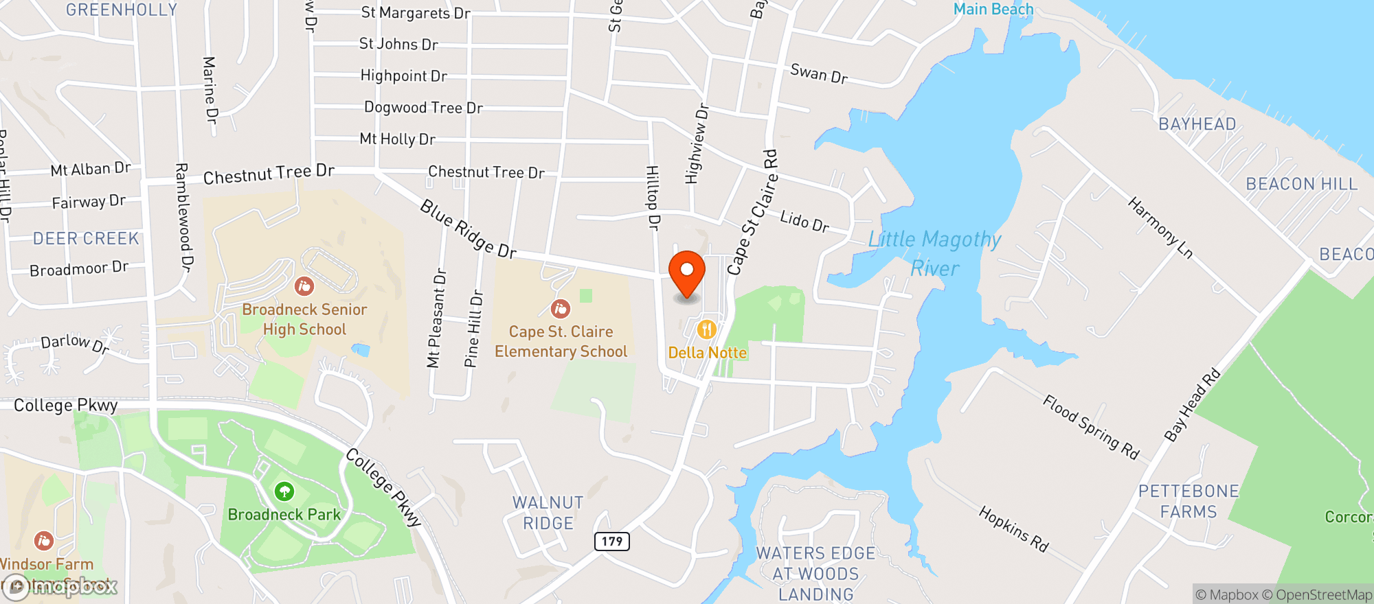 Map showing Cape St. Claire Swim Club
