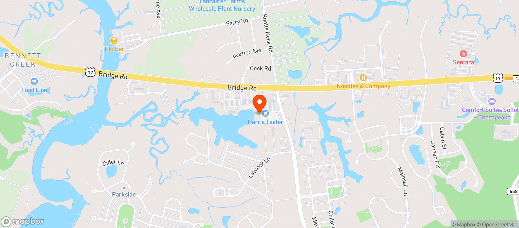 Map showing Harris Teeter