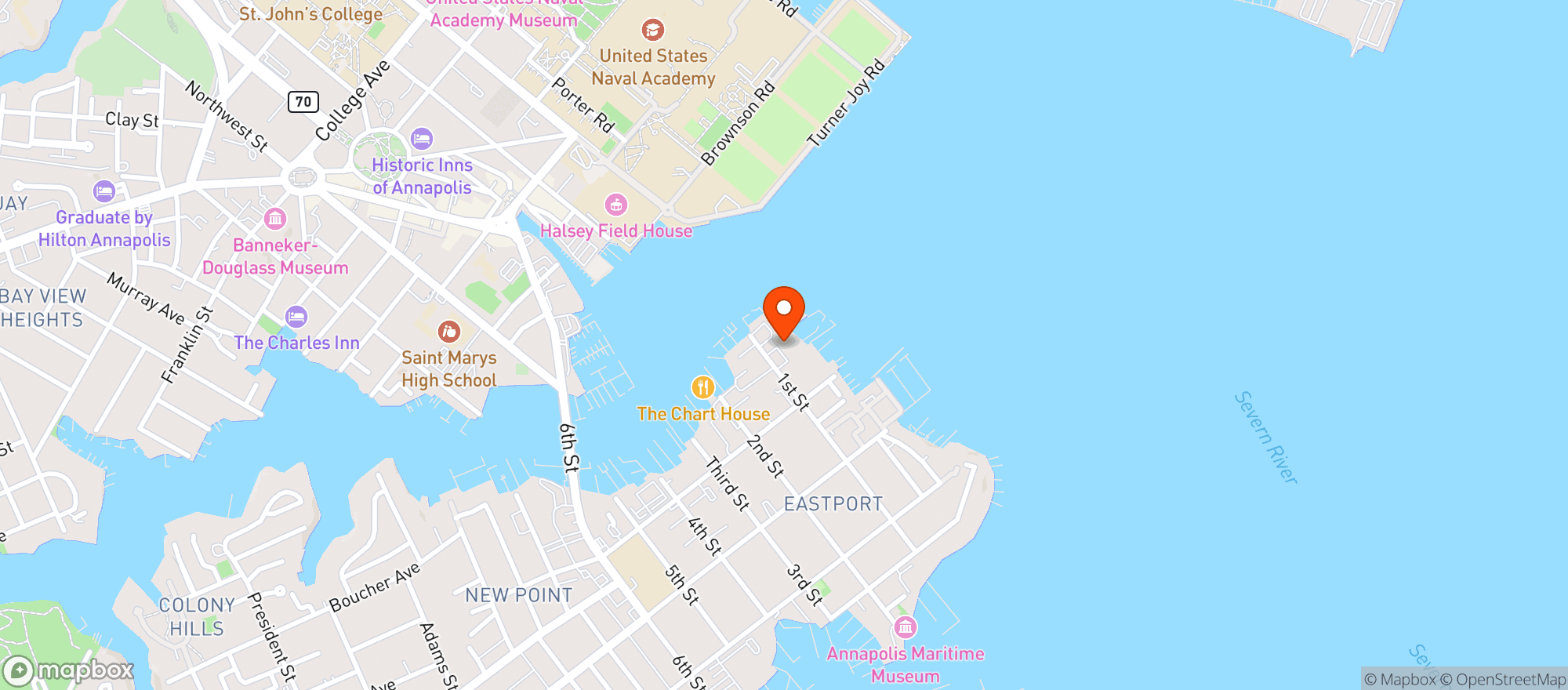Map showing Eastport Yacht Club
