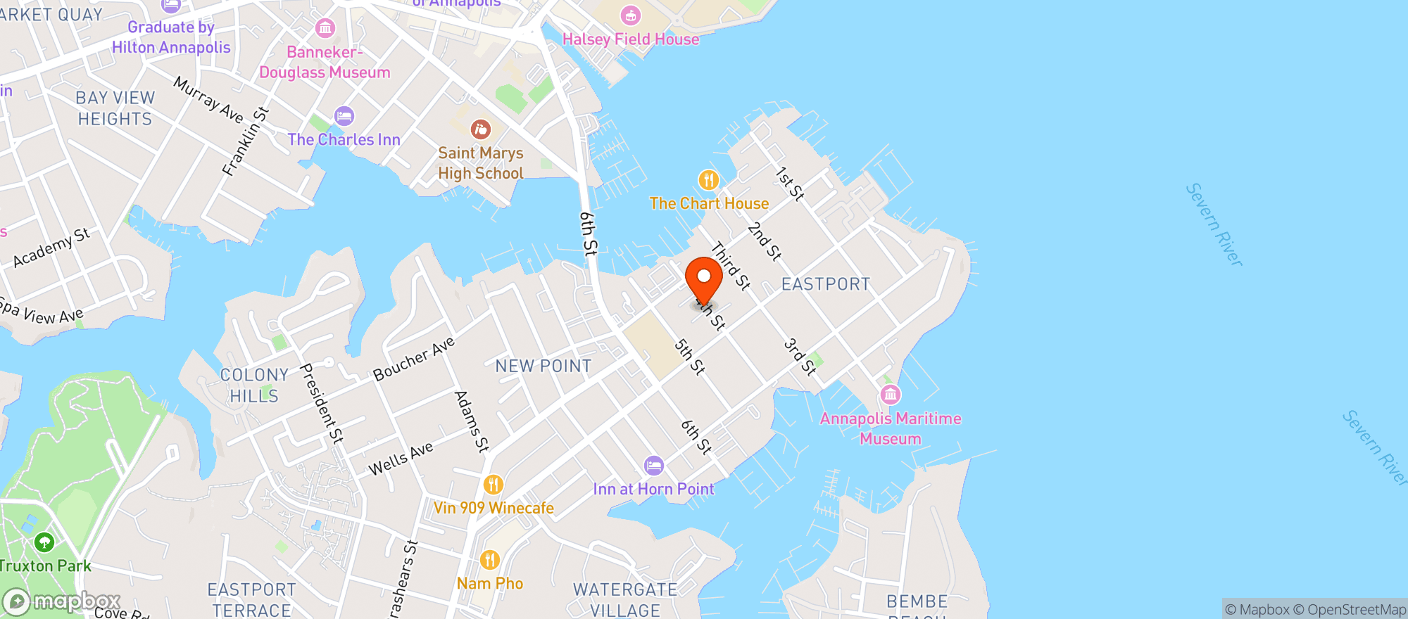 Map showing Adams On Fourth