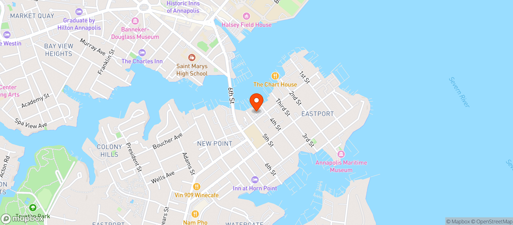 Map showing Carrols Creek Cafe