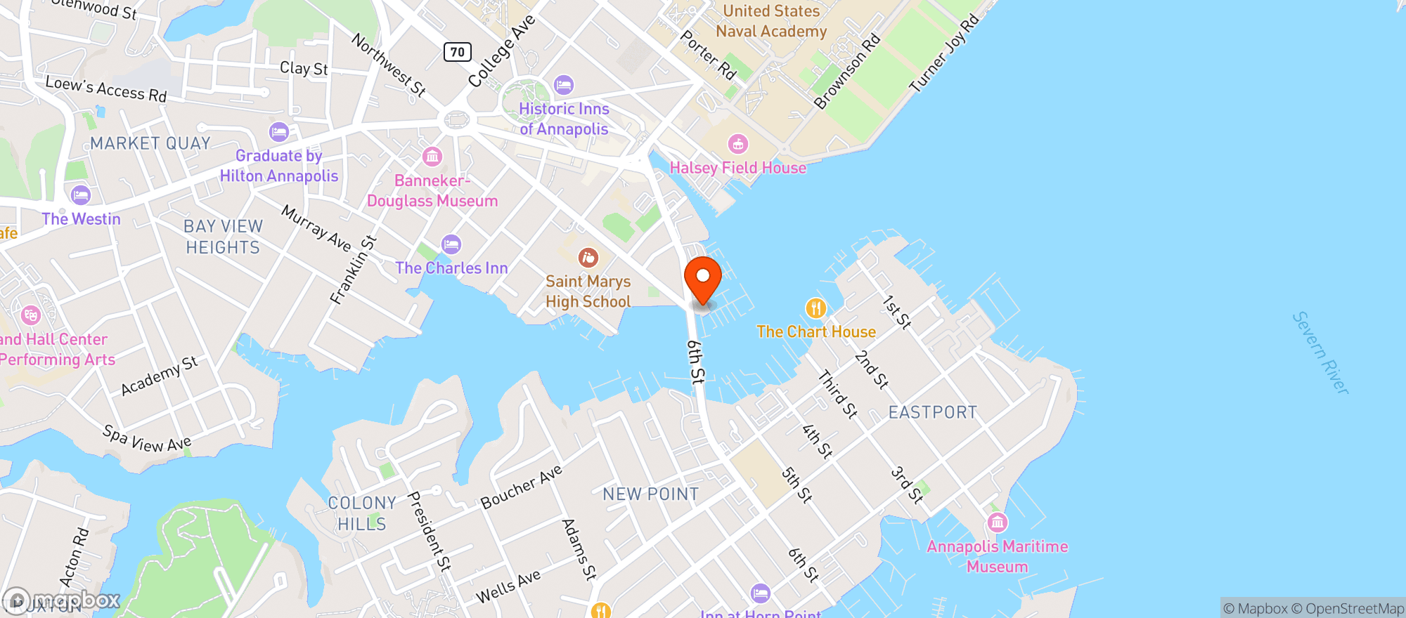 Map showing Annapolis Yacht Club