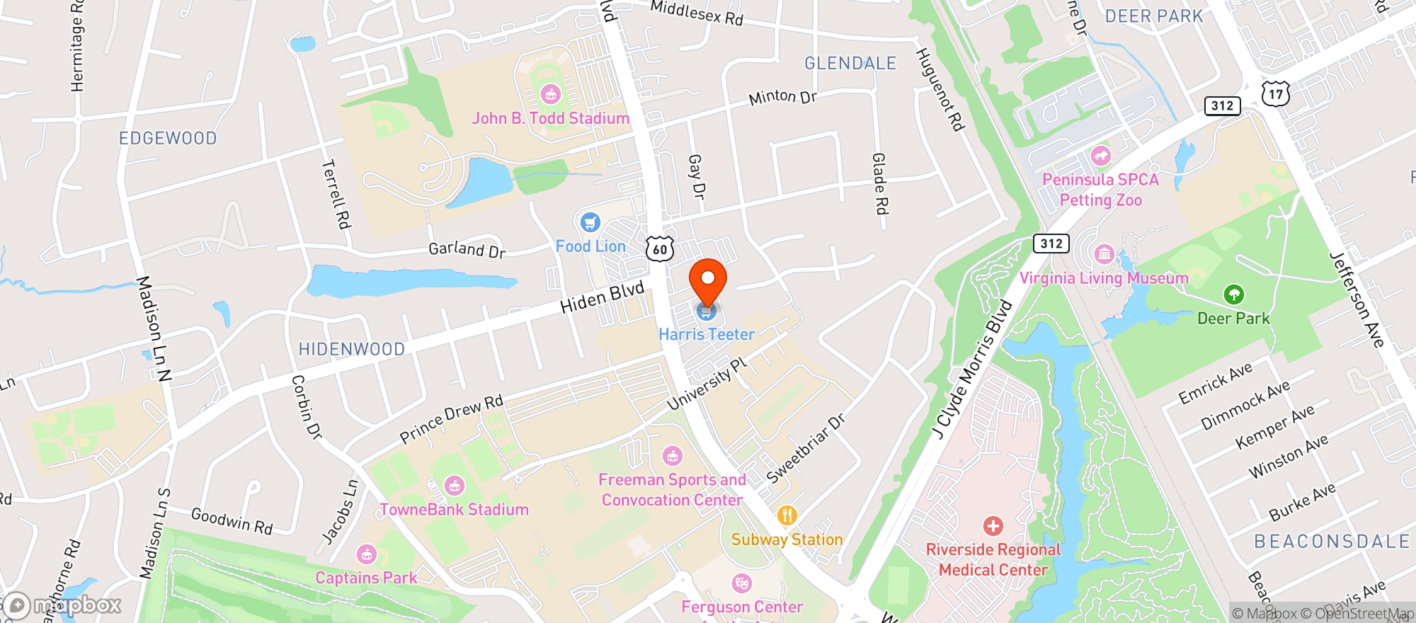Map showing Harris Teeter