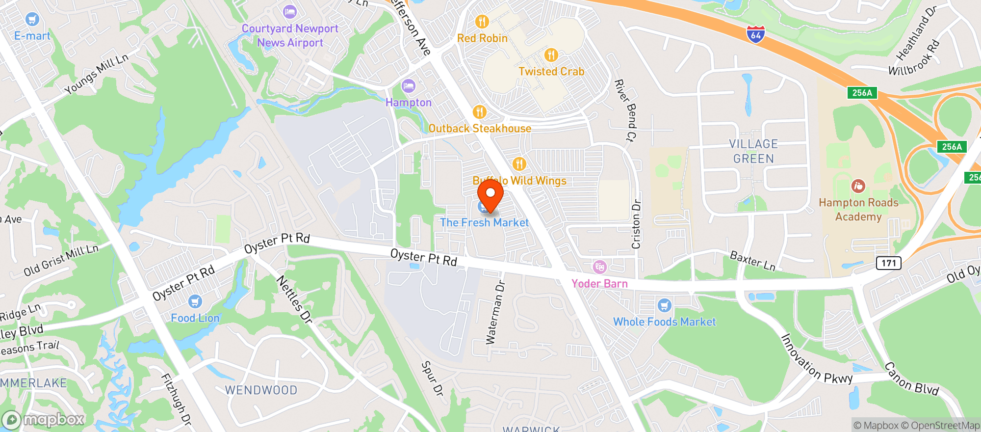 Map showing World Market Newport News