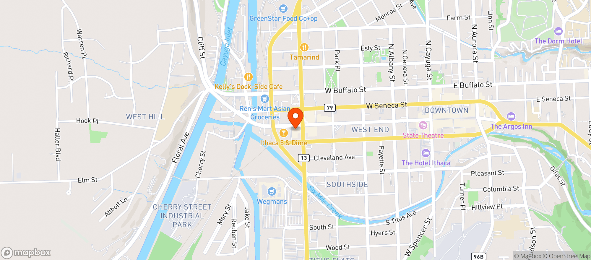 Map showing Finger Lakes Beverage Co