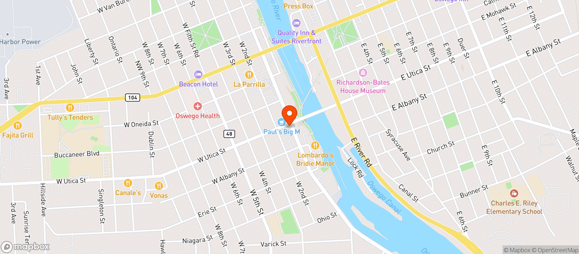 Map showing Bame's Wine & Liquor