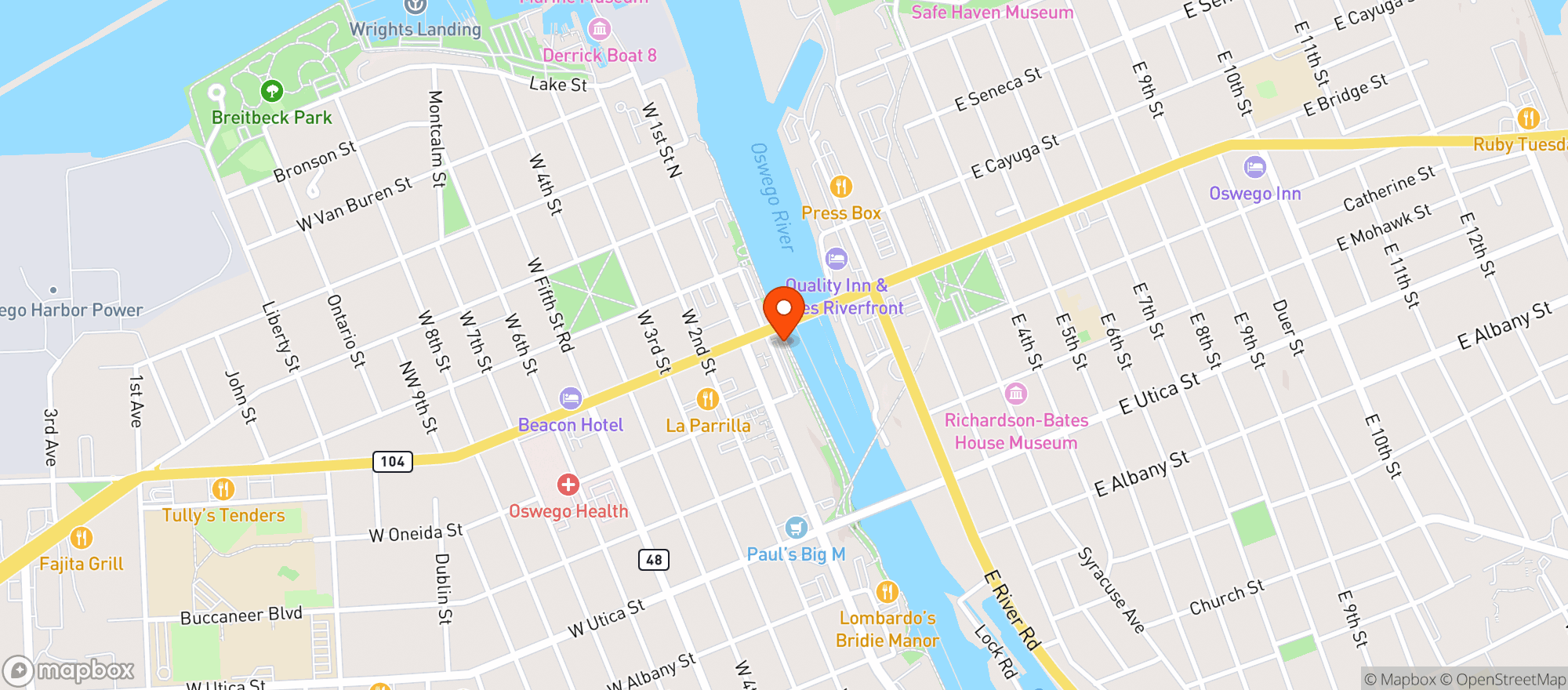 Map showing The Rooftop Lounge