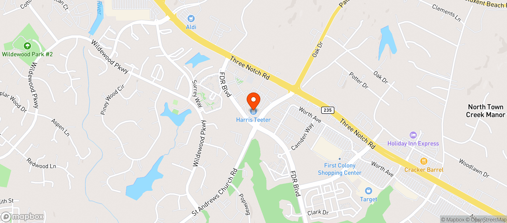 Map showing Harris Teeter