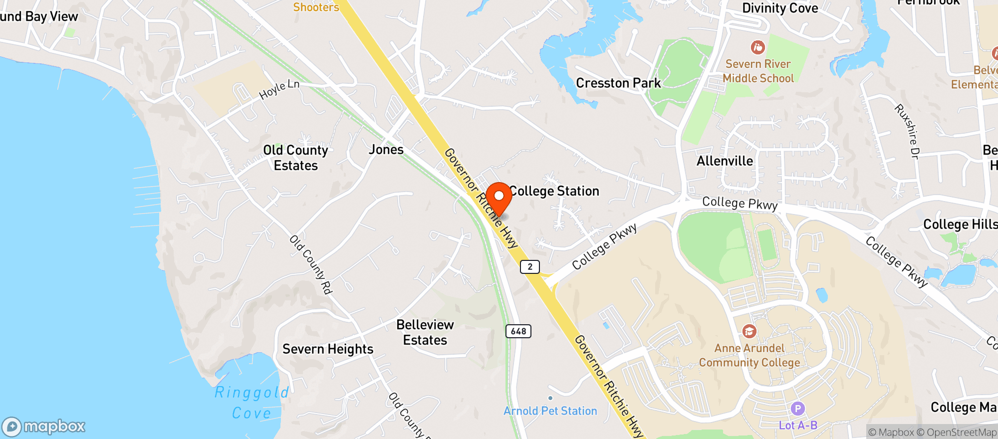Map showing Mothers Peninsula Grill