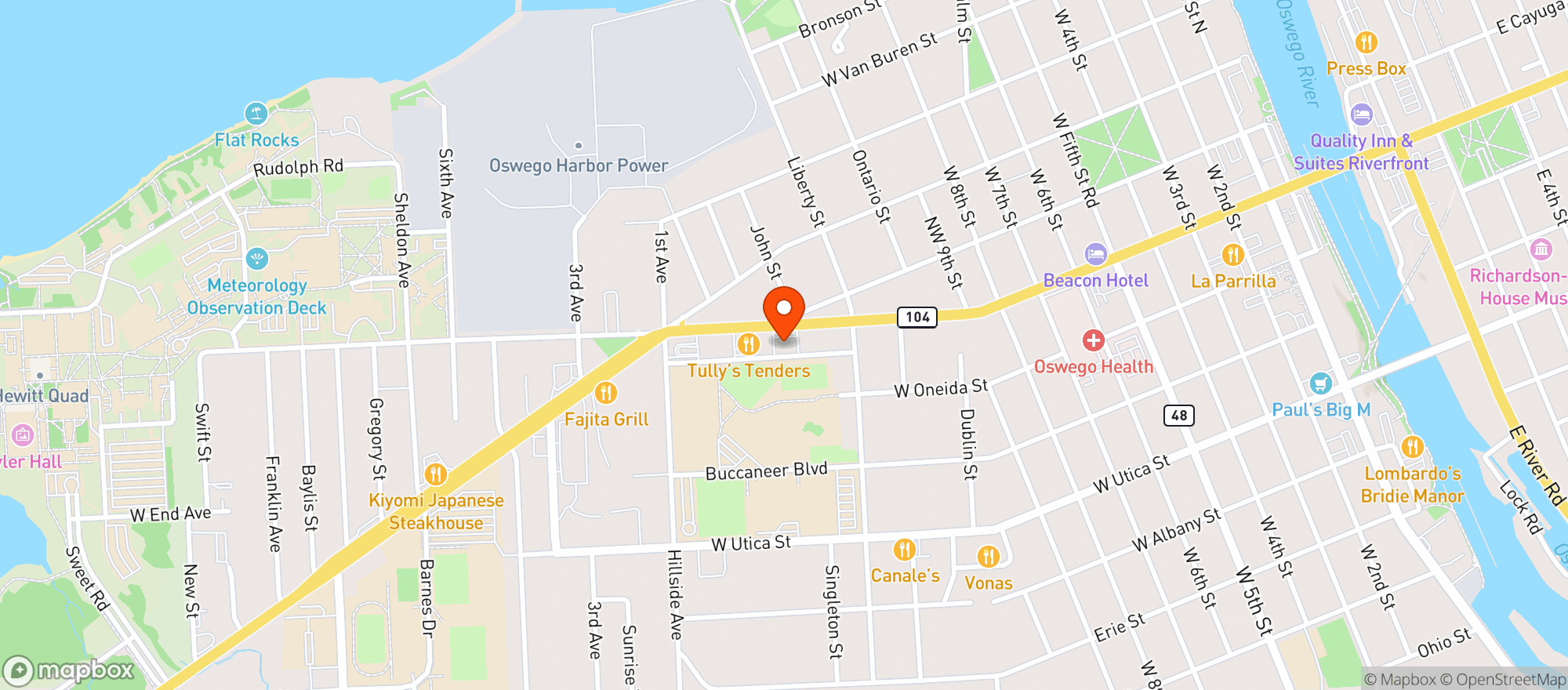 Map showing Kinney Drugs