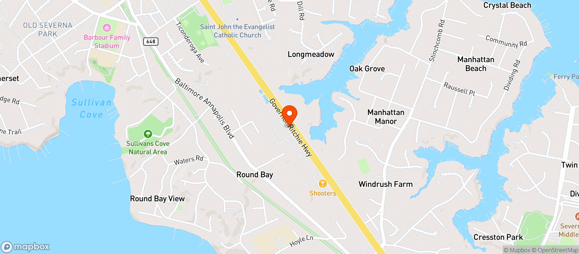 Map showing Severna Park Bowl