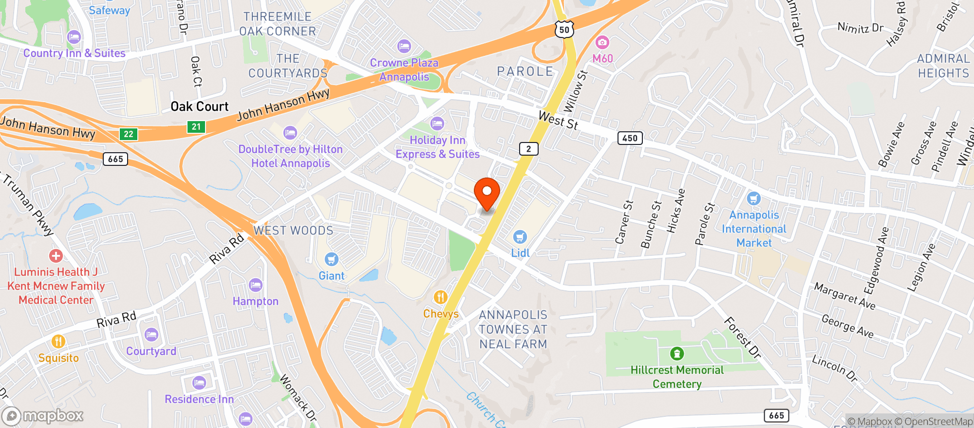 Map showing P F Changs China Bistro #9848