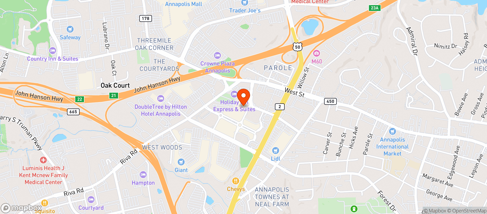 Map showing Whole Foods - Annapolis