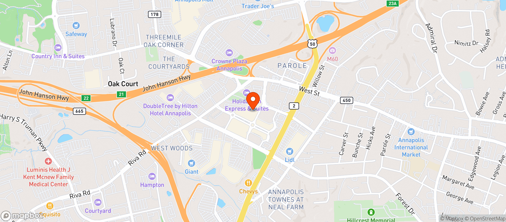 Map showing Williams Sonoma