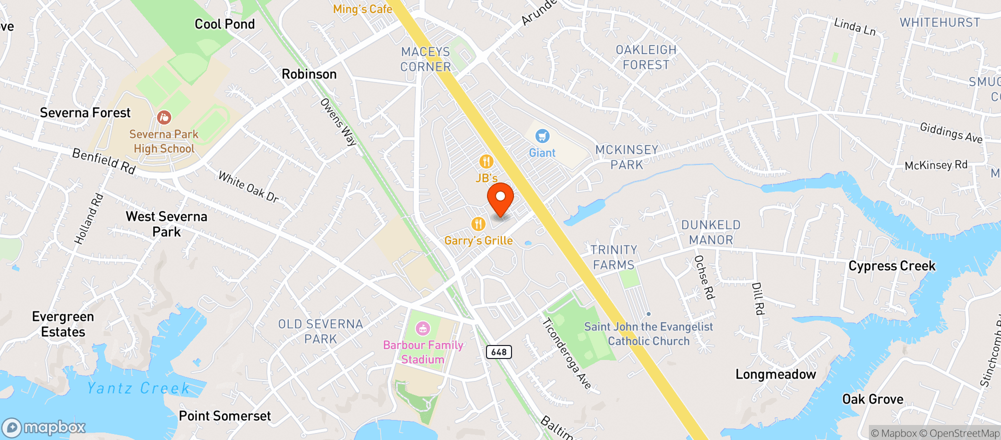 Map showing Park Tavern