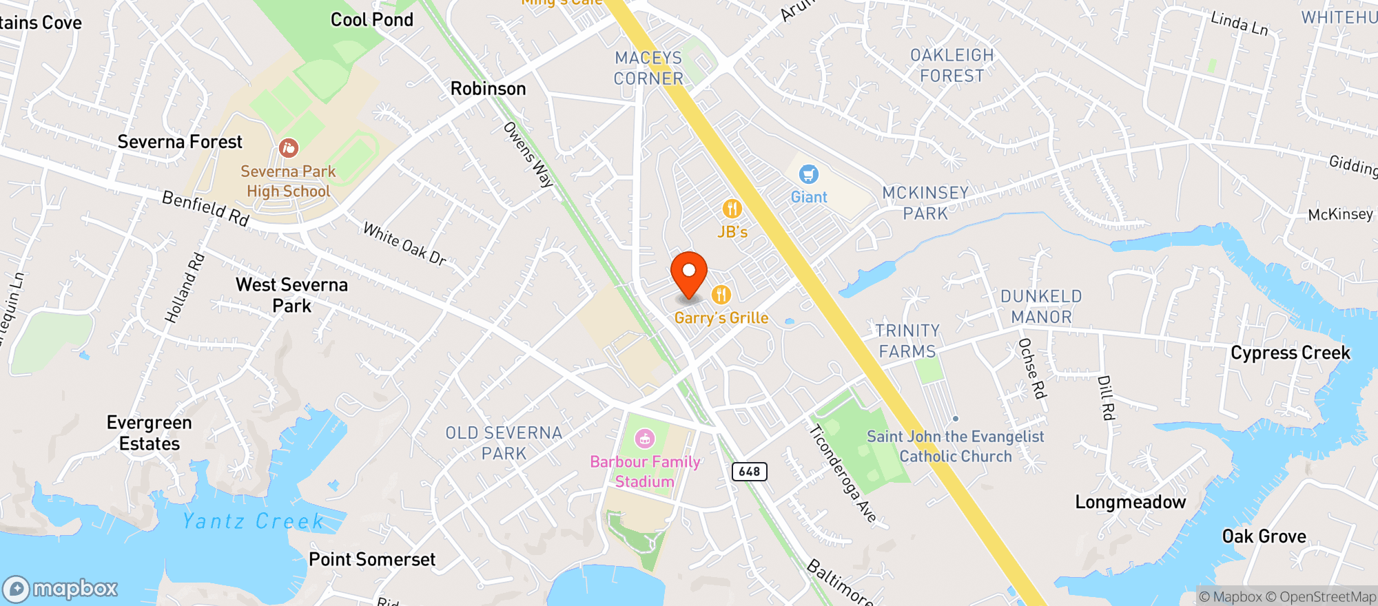 Map showing Dawsons