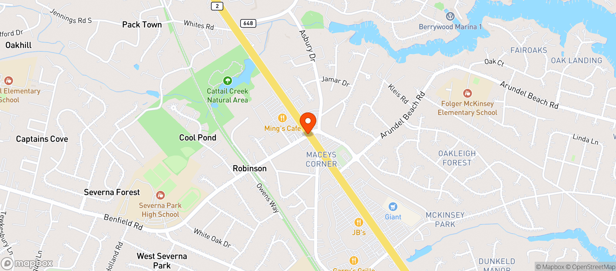 Map showing Magothy Wine & Spirits