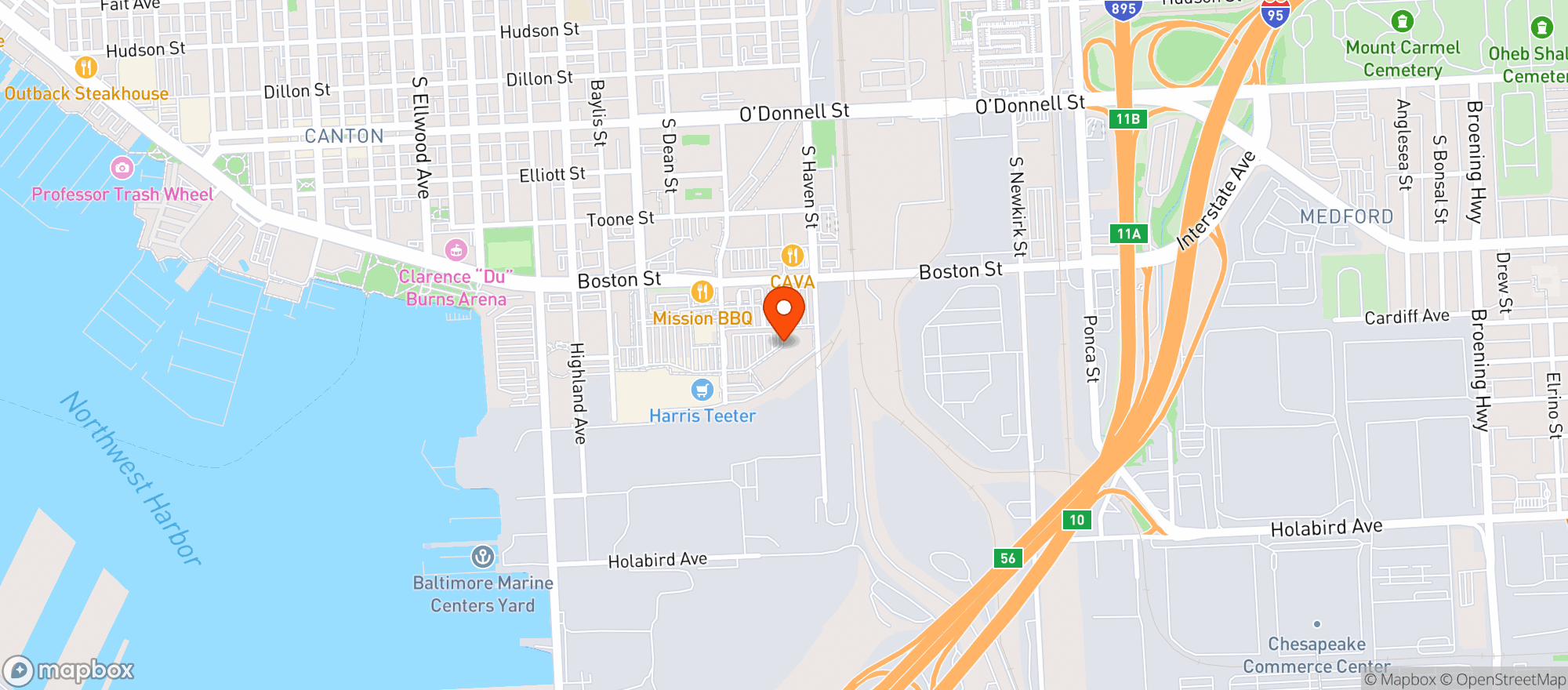 Map showing Canton Crossing Wine & Spirits