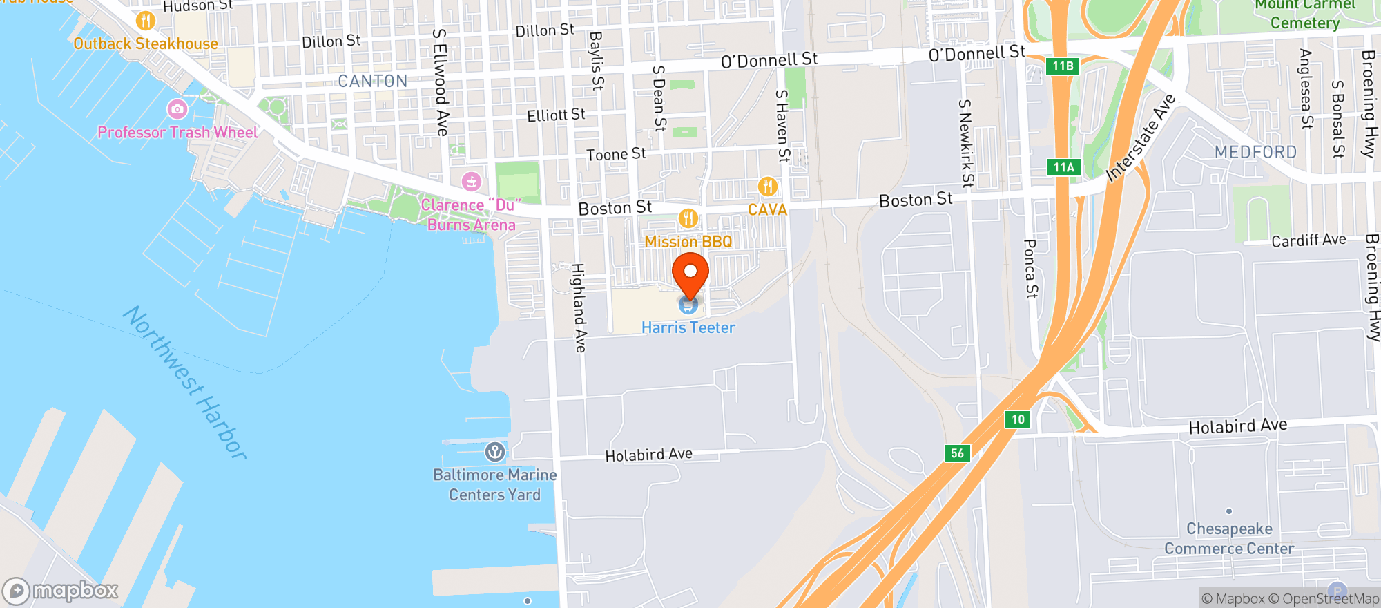 Map showing HARRIS TEETER