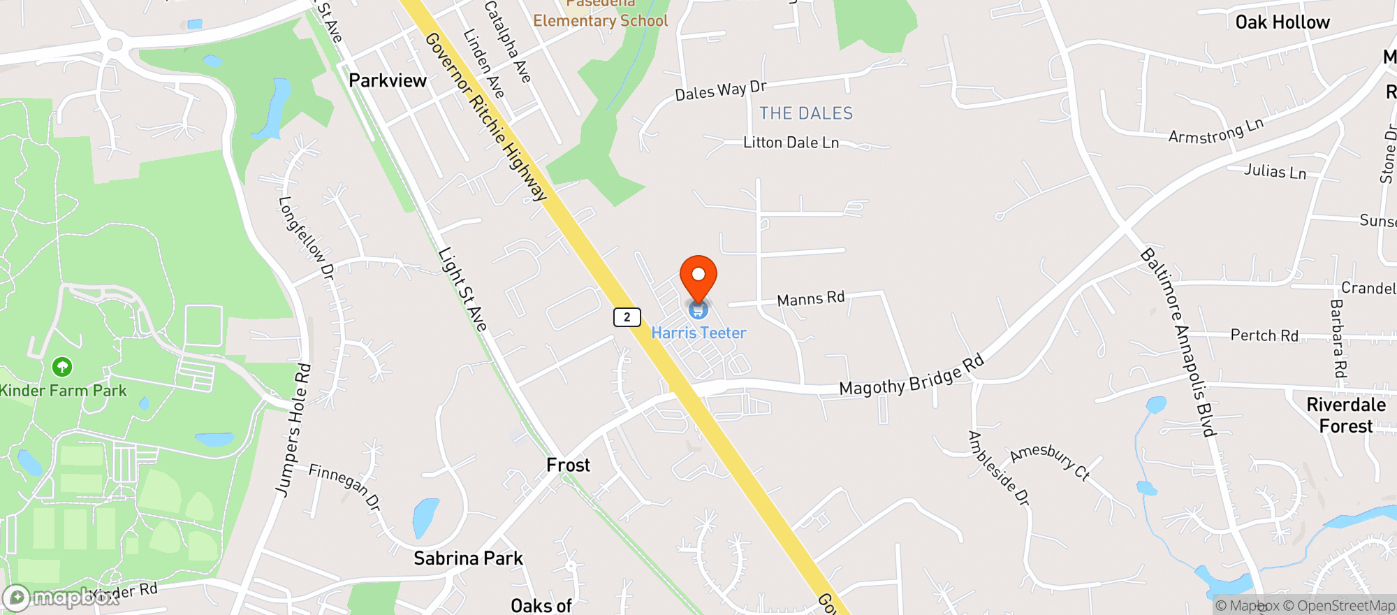 Map showing Harris Teeter