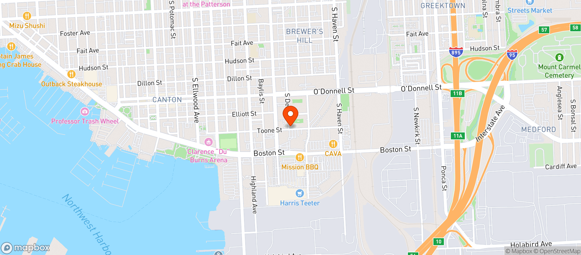 Map showing DiPasquale's (Brewer's Hill)