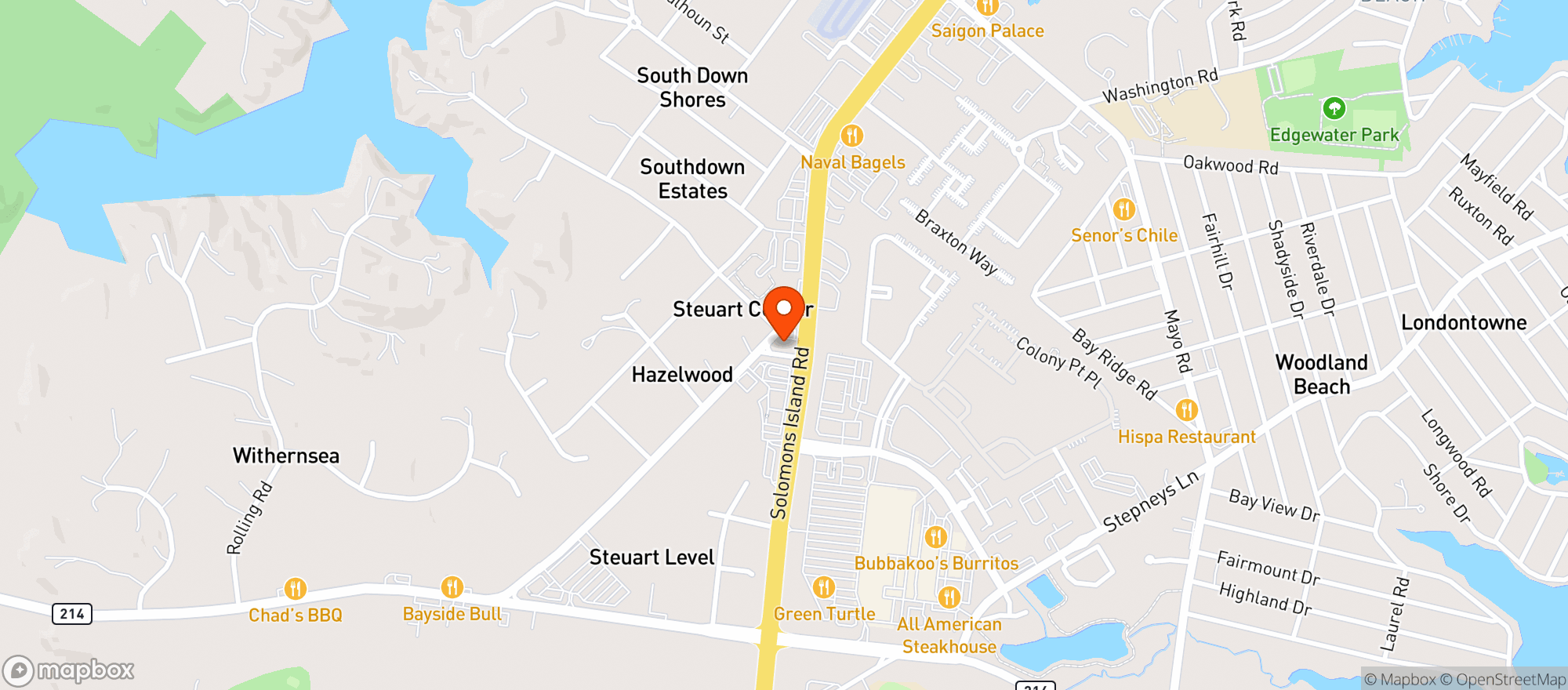 Map showing South River Liquors