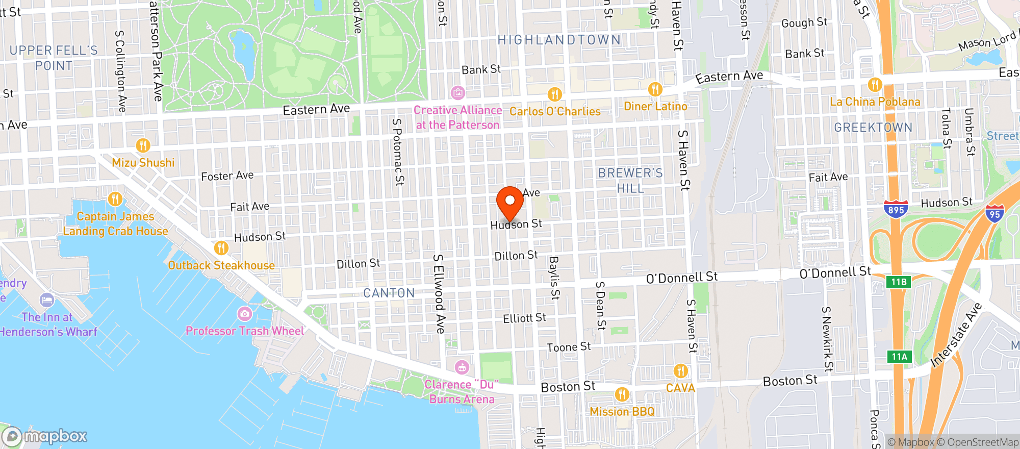 Map showing Ellie's Tavern