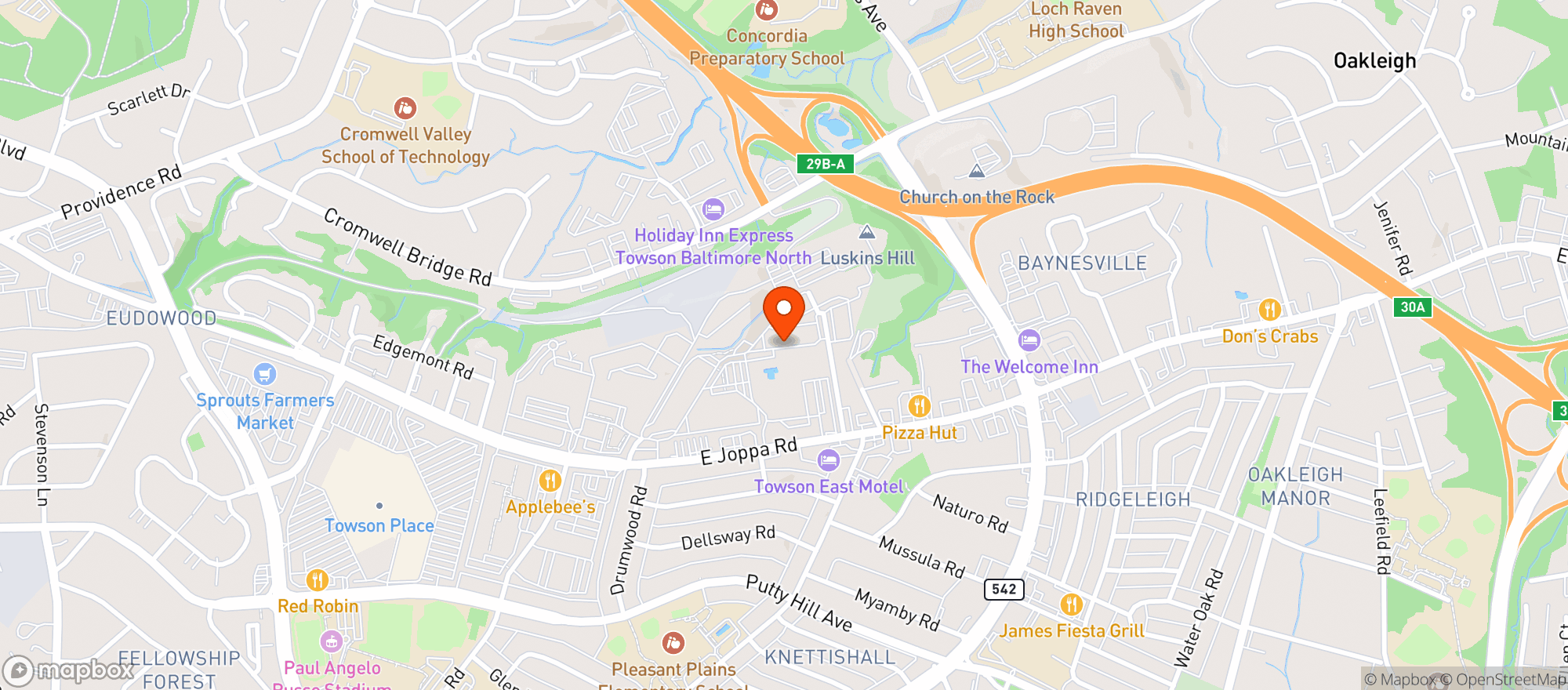 Map showing Door Dash