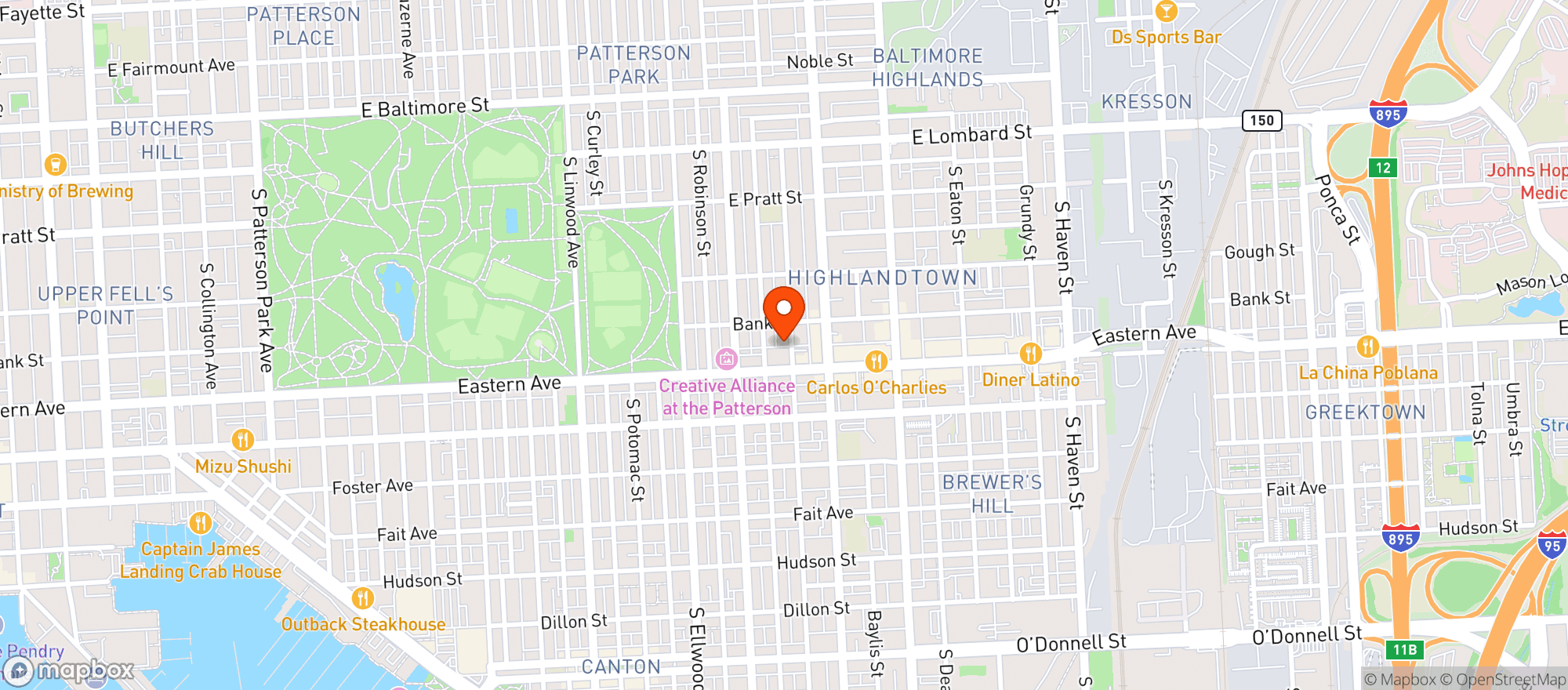 Map showing Snake Hill Grill