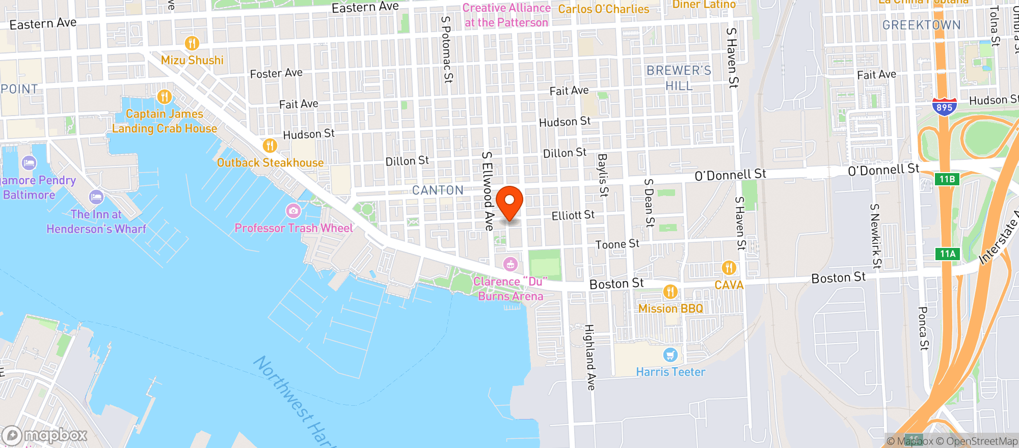 Map showing The Dive