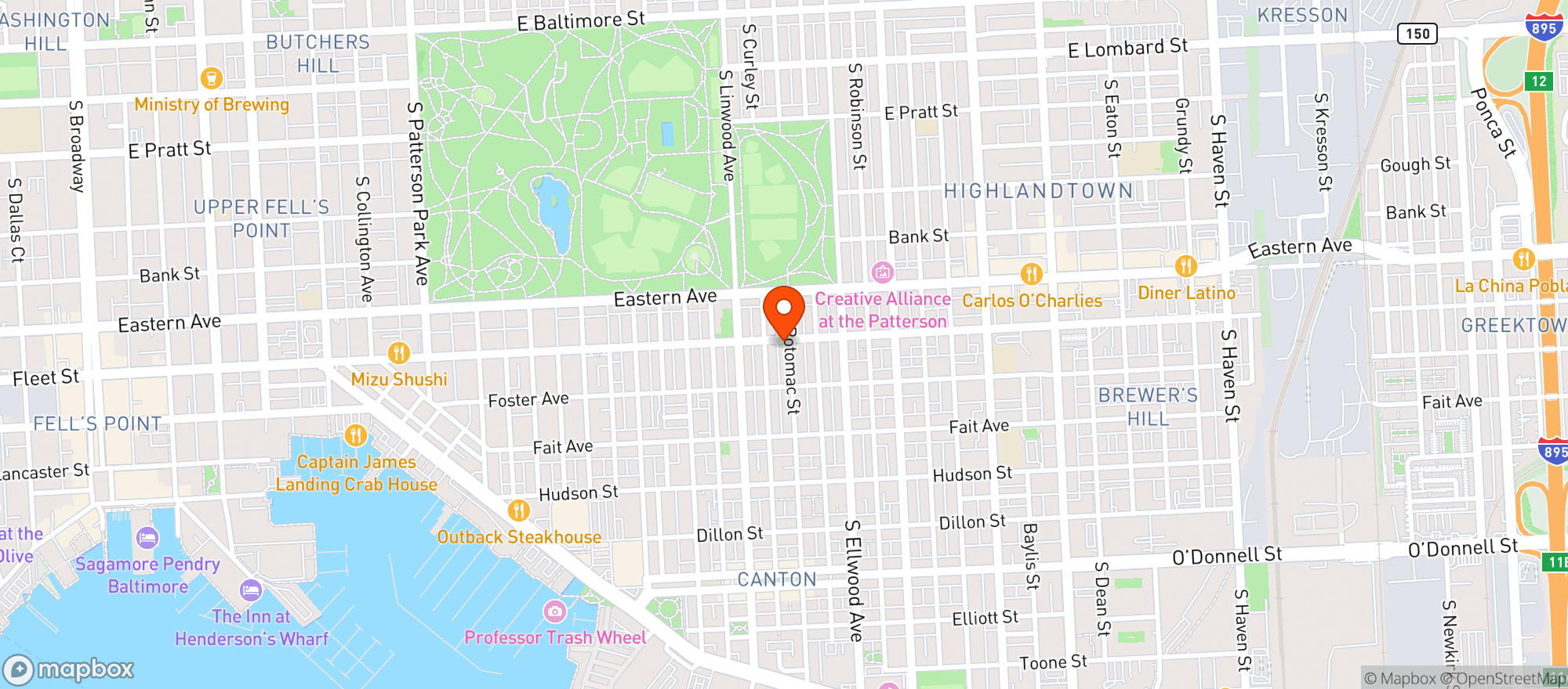 Map showing Baltimore Taphouse