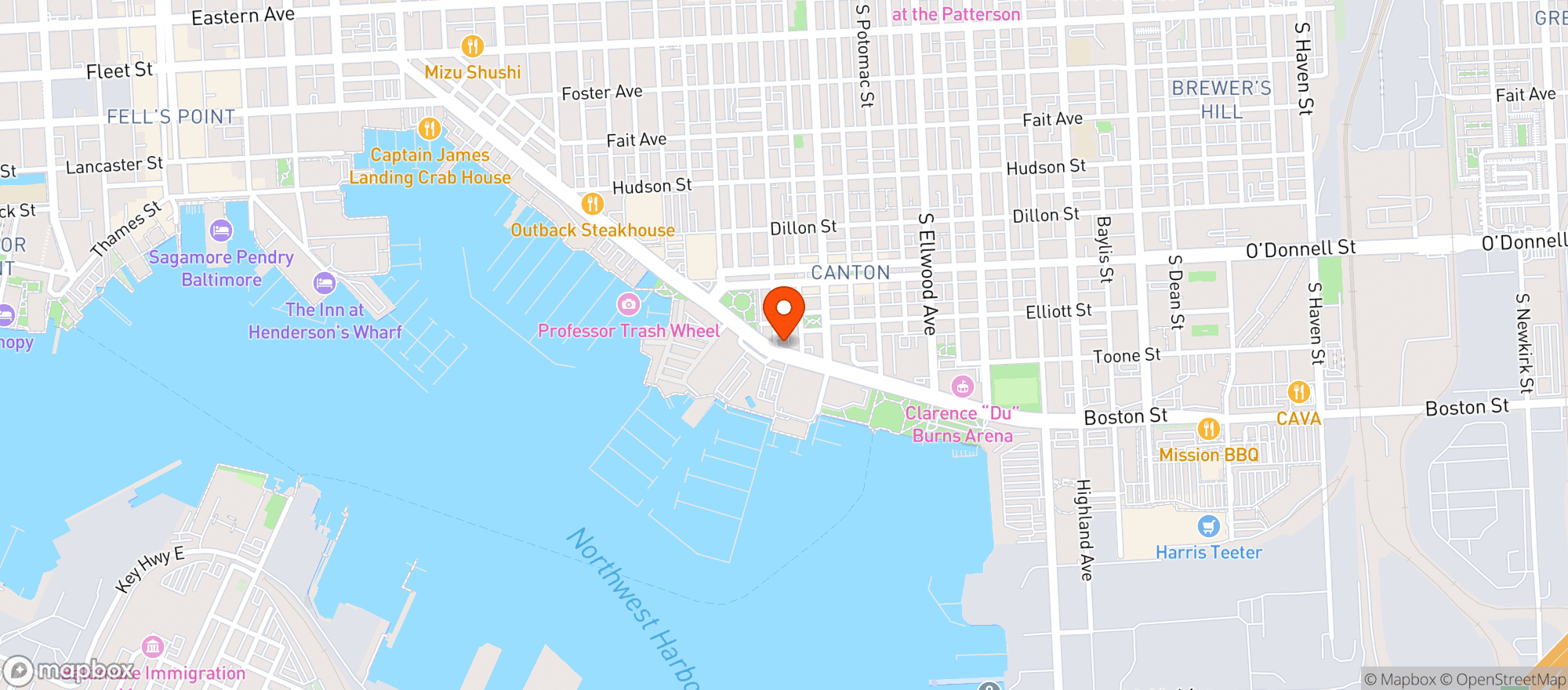 Map showing Bo Brooks Restaurant