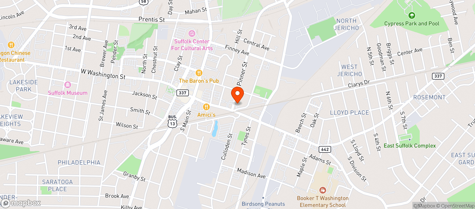 Map showing Red Barn Food Store
