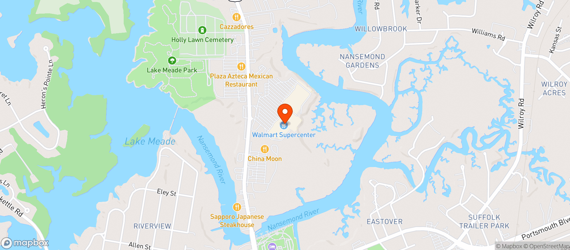 Map showing WALMART SUPERCENTER
