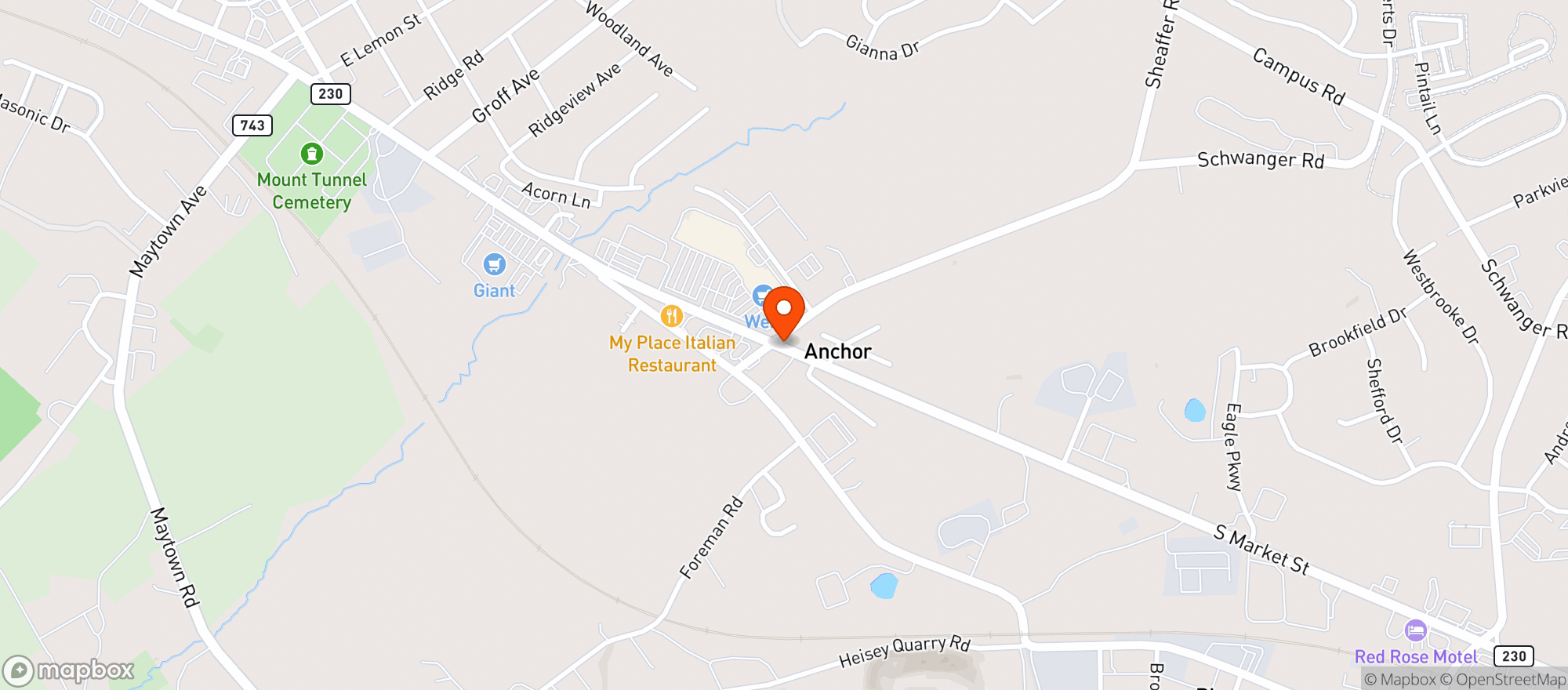 Map showing Weis Markets