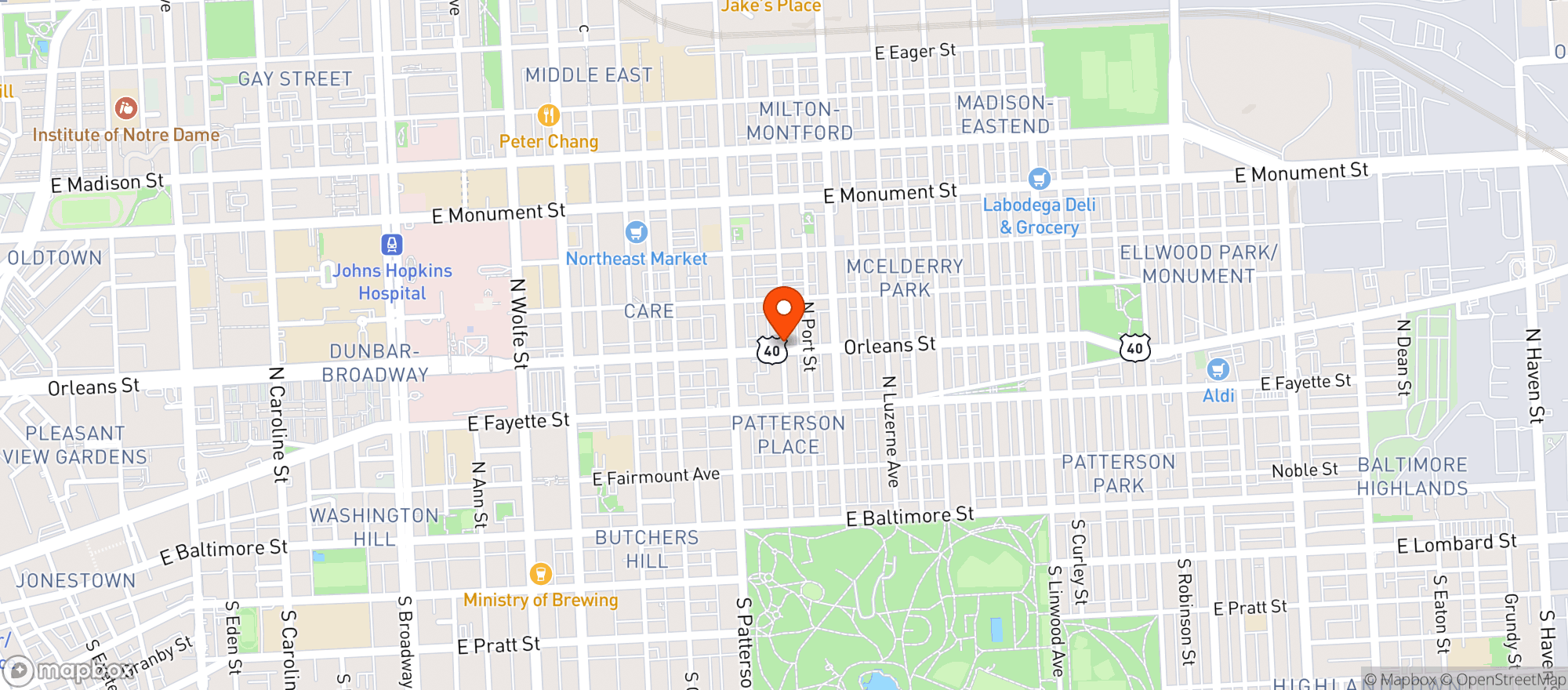 Map showing Orleans Liquors