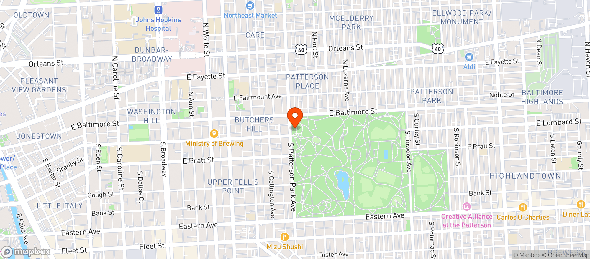 Map showing Patterson Park