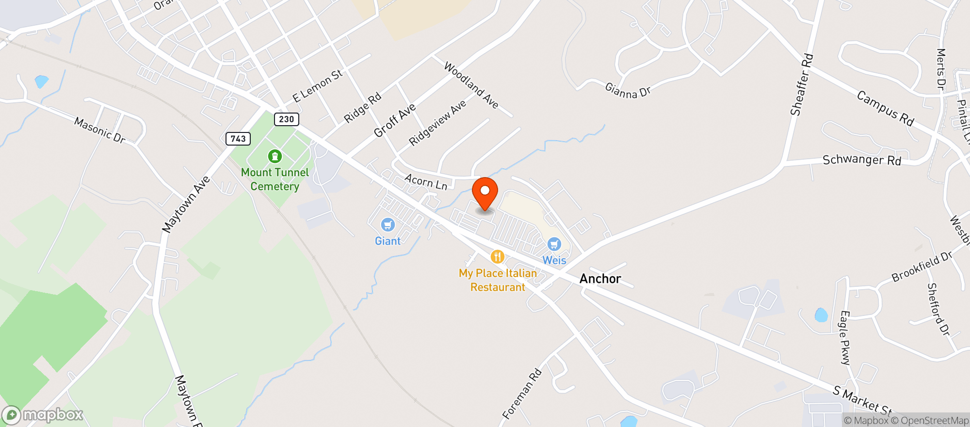 Map showing E-TOWN BEVERAGE INC
