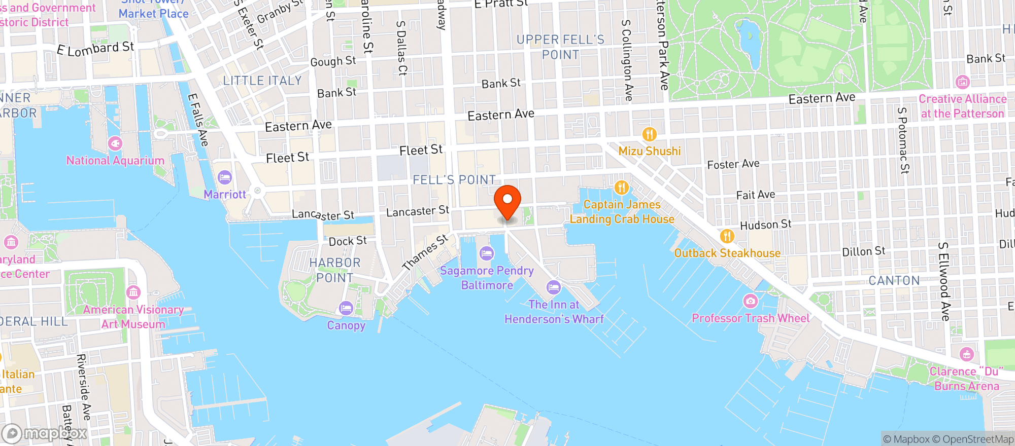 Map showing Penny Black Baltimore